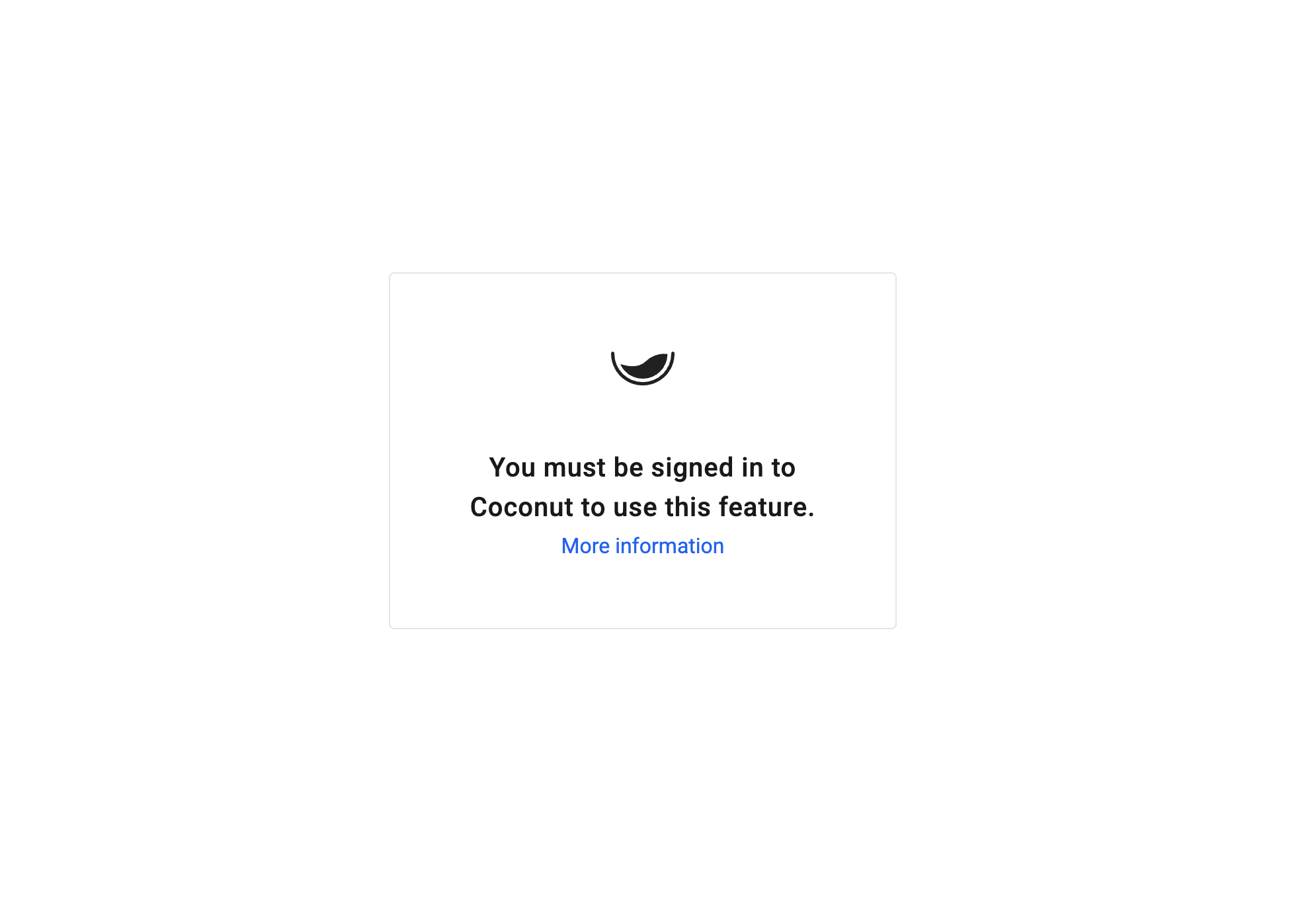 The signed-out Help Centre screen, which directs users back to Coconut to reopen support from the Help menu.